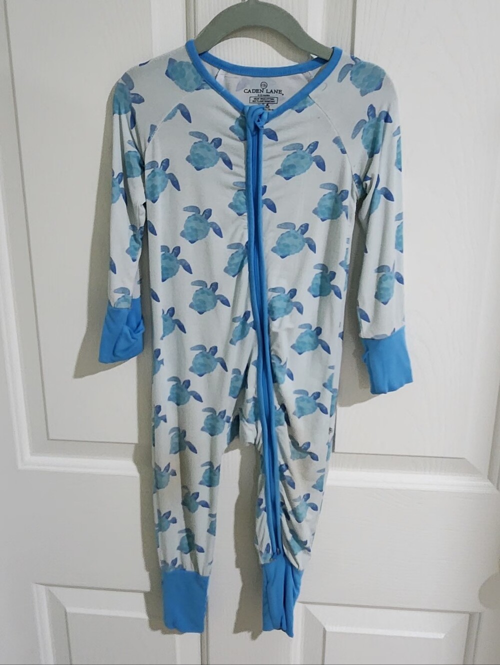 Caden Lane Blue Turtle Print Zippered Sleeper